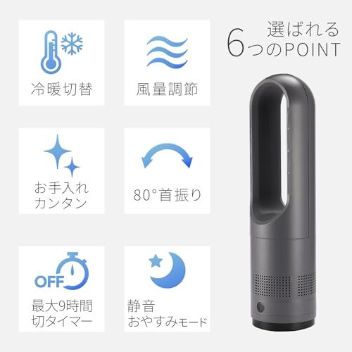 【新品】【夏も冬も、これ一台】 SKK タワーファン 冷暖切替 冷暖両用扇風機 温風 送風 送風8段階&温風3段階 首振り80度 9時間 切タイマー おやすみモード リモコン付き 空気循環 DCモーター 羽根無し 【日本企業】 (ホワイト 5 94f6954e