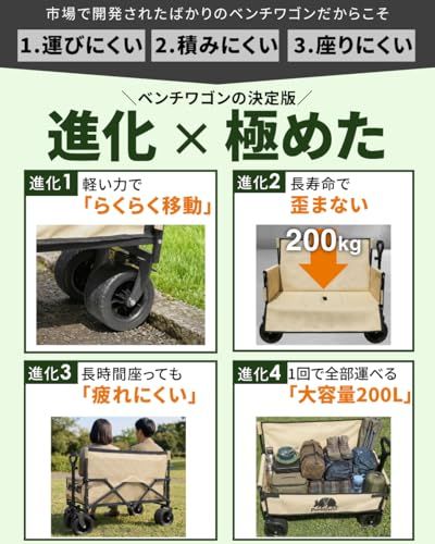 【新品】【アワード受賞・人気ブランド】 Pasinaz NEWモデル アウトドアワゴン キャリー 耐荷重180kg 大容量 261L キャリーカート キャンプワゴン 折りたたみ 荷室拡張 4輪 伸縮ハンドル 頑丈タフ ワイドタイヤ タイヤロッ f22d9cfa