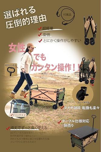 【新品】MR. NOMADS 【ラグビー日本代表使用メーカー】 キャリーワゴン キャリーカート 【ブレーキ付】 軽量 大容量 130L可能 耐荷重100kg 長い荷物対応 コンパクト ワンタッチ収納 高耐久 4輪 こども乗せれる 折り畳み ア acb3f34a