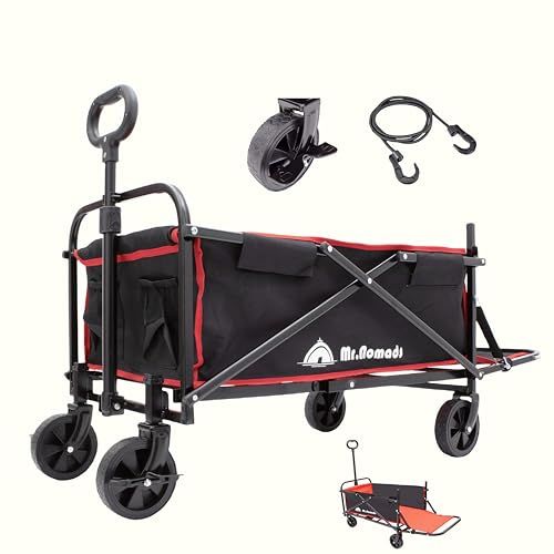 【新品】MR. NOMADS 【ラグビー日本代表使用メーカー】 キャリーワゴン キャリーカート 【ブレーキ付】 軽量 大容量 130L可能 耐荷重100kg 長い荷物対応 コンパクト ワンタッチ収納 高耐久 4輪 こども乗せれる 折り畳み ア acb3f34a