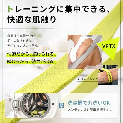 【新品】VRTX トレーニングチューブ 筋トレ チューブ 【米特許素材】耐久性 肌に優しい 食い込まない グッドデザイン賞 強度別 1キロから91キロ e17bdee3
