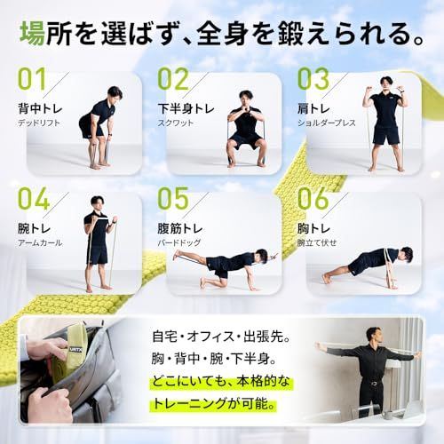 【新品】VRTX トレーニングチューブ 筋トレ チューブ 【米特許素材】耐久性 肌に優しい 食い込まない グッドデザイン賞 強度別 1キロから91キロ e17bdee3