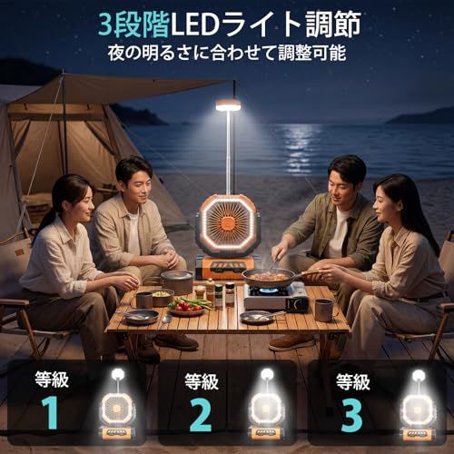【新品】キャンプ扇風機 20000mAh 大容量 自動首振り 最大46時間連続使用 アウトドア 卓上扇風機 充電式 吊り下げ式 強風4段階調節 リモコン・タイマー機能付き 静音DCモーター LEDライト搭載 ・卓上両用 小型サーキュレーター ecf20e38 【新品】キャンプ扇風機 20000mAh 大容量 自動首振り 最大46時間連続使用 アウトドア 卓上扇風機 充電式 吊り下げ式 強風4段階調節 リモコン・タイマー機能付き 静音DCモーター LEDライト搭載 ・卓上両用 小型サーキュレーター ecf20e38