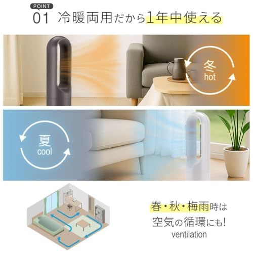 【新品】【夏も冬も、これ一台】 SKK タワーファン 冷暖切替 冷暖両用扇風機 温風 送風 送風8段階&温風3段階 首振り80度 9時間 切タイマー おやすみモード リモコン付き 空気循環 DCモーター 羽根無し 【日本企業】 (ホワイト 6 387f1d15