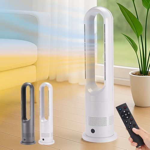 【新品】【夏も冬も、これ一台】 SKK タワーファン 冷暖切替 冷暖両用扇風機 温風 送風 送風8段階&温風3段階 首振り80度 9時間 切タイマー おやすみモード リモコン付き 空気循環 DCモーター 羽根無し 【日本企業】 (ホワイト 6 387f1d15
