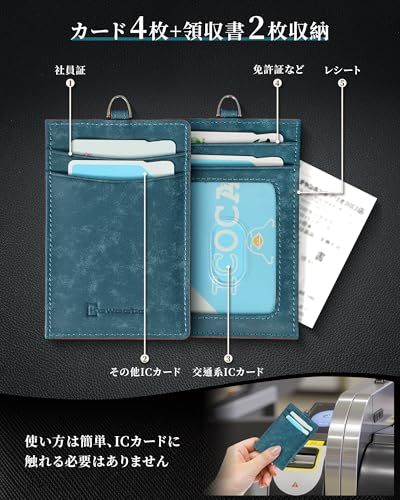 [Kawaoto] 定期入れ メンズ パスケース 本革 プエブロレザー 4枚収納 ストラップ付き 薄型 定期券入れ 通勤通学 (柿色)t df6a5475