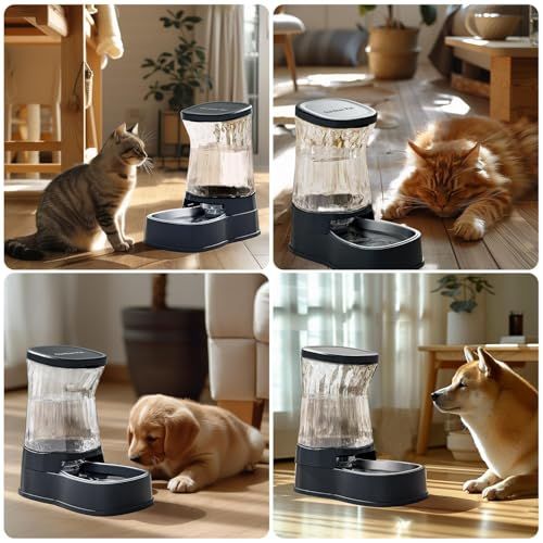 Gardner Pet 犬猫用 自動給水器 3.85L 大容量【ステンレス製ボウル + 交換不要フィルター】 ペットウォーターディスペンサー 小型犬 大型犬 子犬 猫用 宝石カットのクリアデザインで上品 水飲みボウル 給水器 BPAフリー お 0b778d90