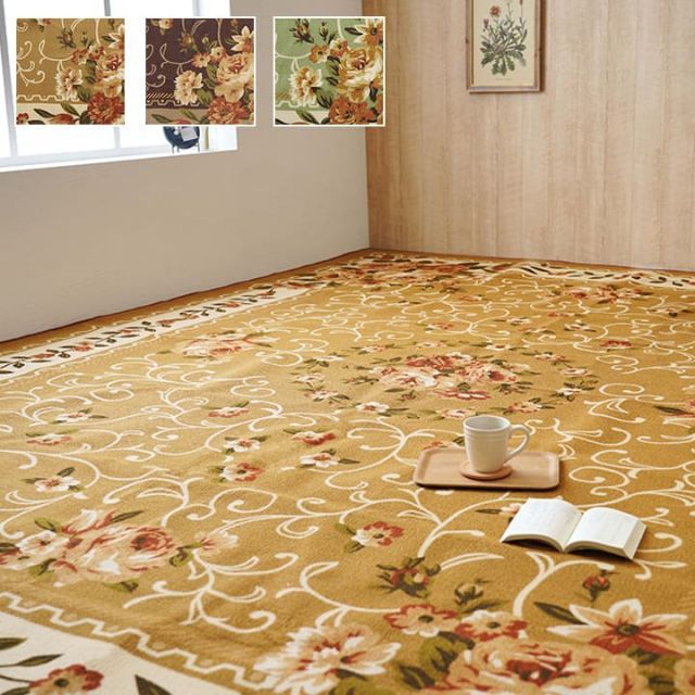 廊下敷き マット 花柄 エレガンス 撥水 約79×540cm