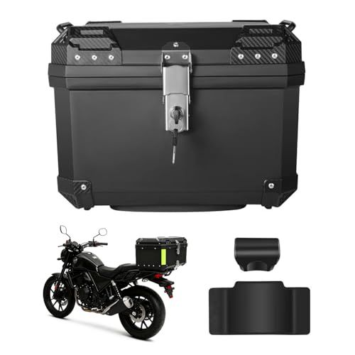 Rockykey リアトランク 45L リアボックス トップケース 大容量 防水 防犯対策 高強度ポリプロピレン レストバック付き 取付ベース付属 バイクボックス BLACKmn 9600f262