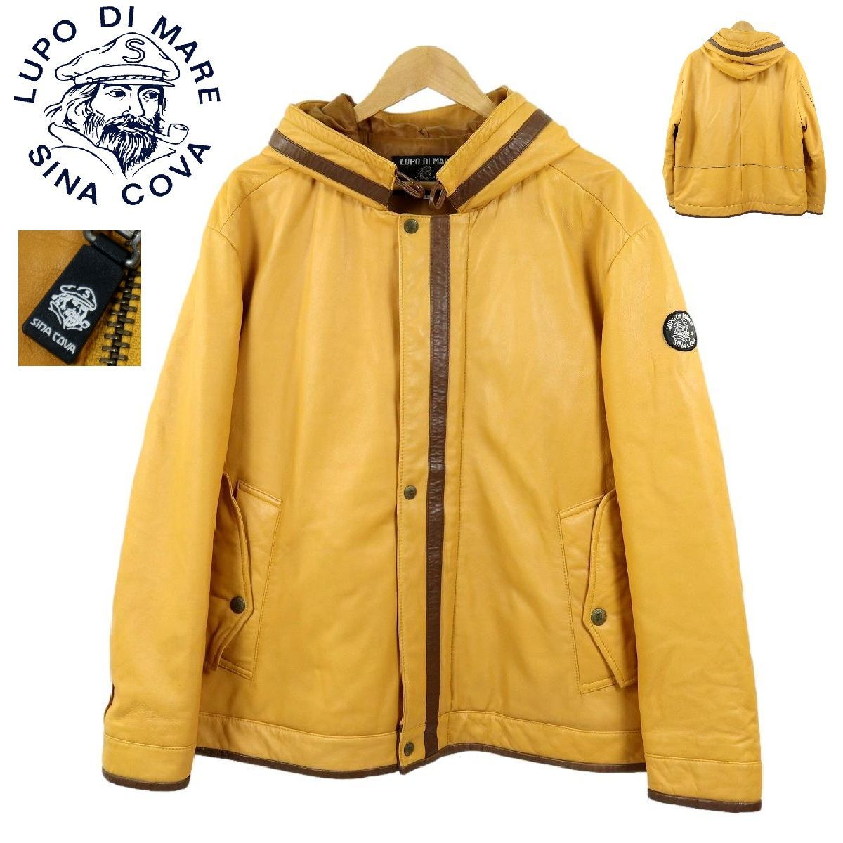 S3815】【美品】【羊革】SINA COVA シナコバ レザージャケット フード