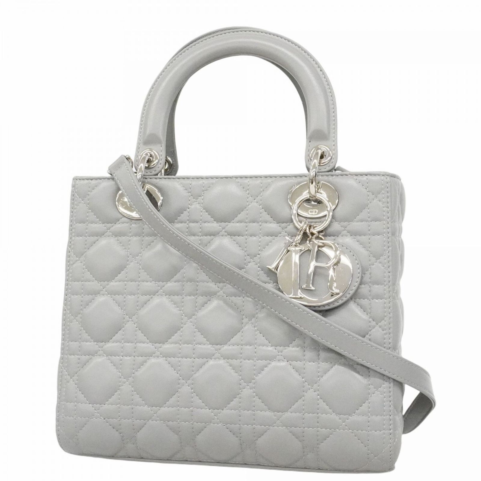 クリスチャン・ディオール(Christian Dior) クリスチャンディオール ハンドバッグ カナージュ レディディディオール レザー グレー 2wayバッグレディース