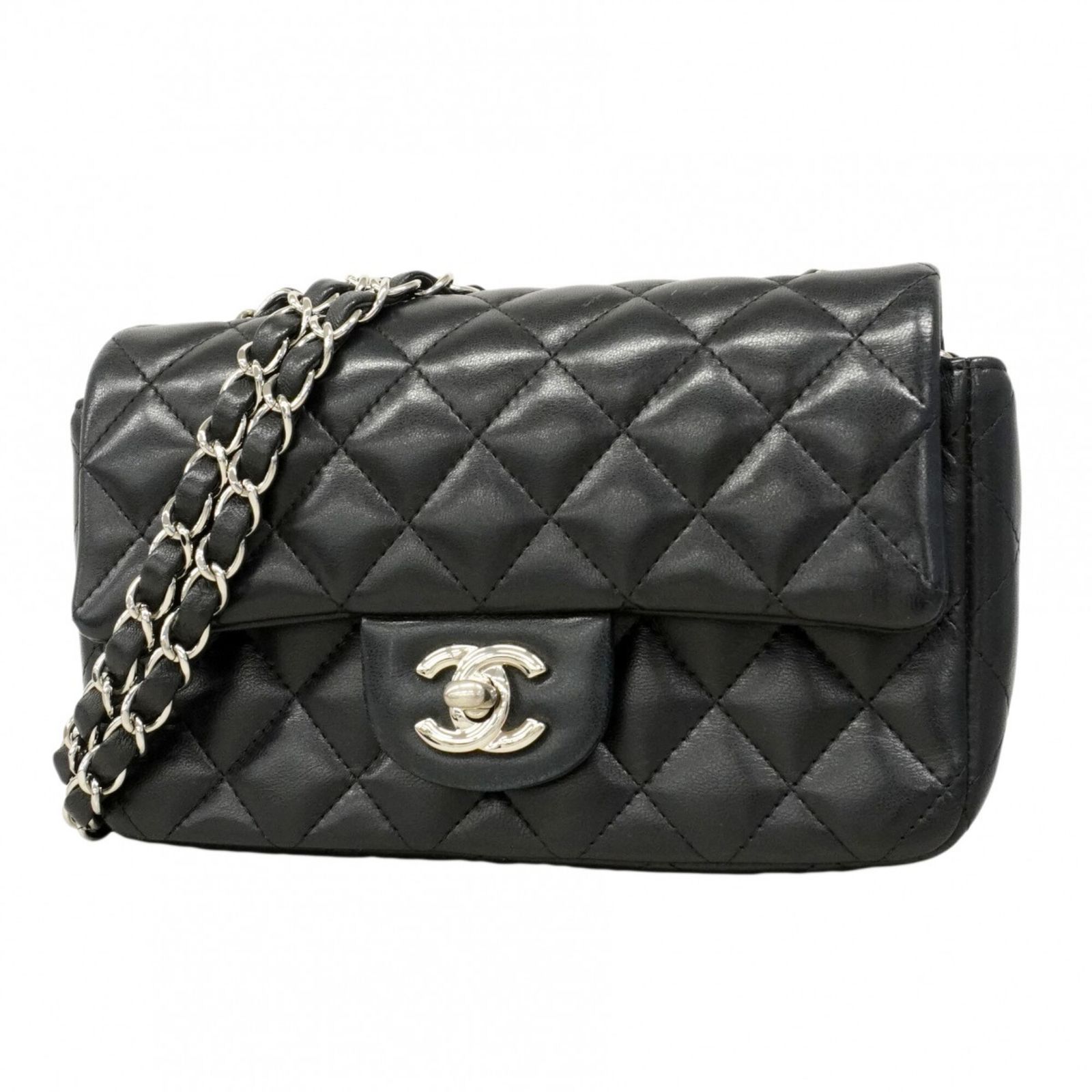 シャネル(Chanel) シャネル ショルダーバッグ ミニマトラッセ チェーンショルダー ラムスキン ブラック レディース