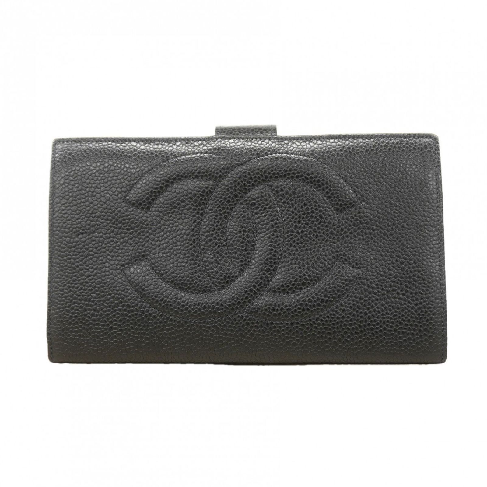 シャネル(Chanel) シャネル 長財布 キャビアスキン ブラック レディース