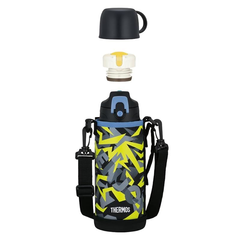 【新品】 サーモス 水筒 真空断熱2ウェイボトル 0.8L/0.83L ブラックイエロー 直飲み コップ付き 子供用 通園通学 FJJ-802WF BKY