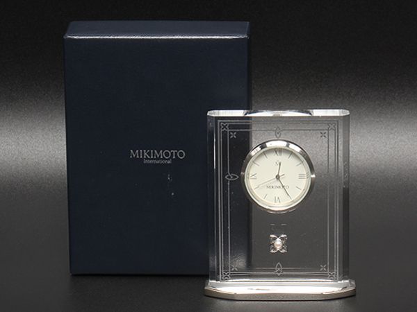 美品 ミキモトインターナショナル 置時計 パール付 MIKIMOTO