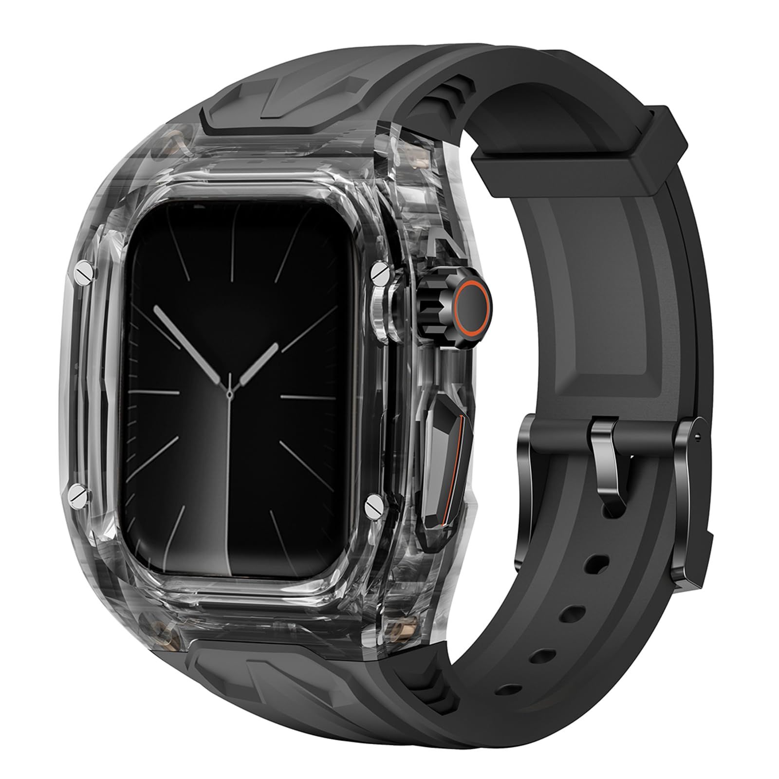 新品 [LIRUWECH] for Apple Watchバンドとケースと背面ケースの3in1一体型デザイン 45mm/44mm apple watch一体型バンドApple Watch Series Ultra2/Ultra/9/SE/8/7/6/5/4対応