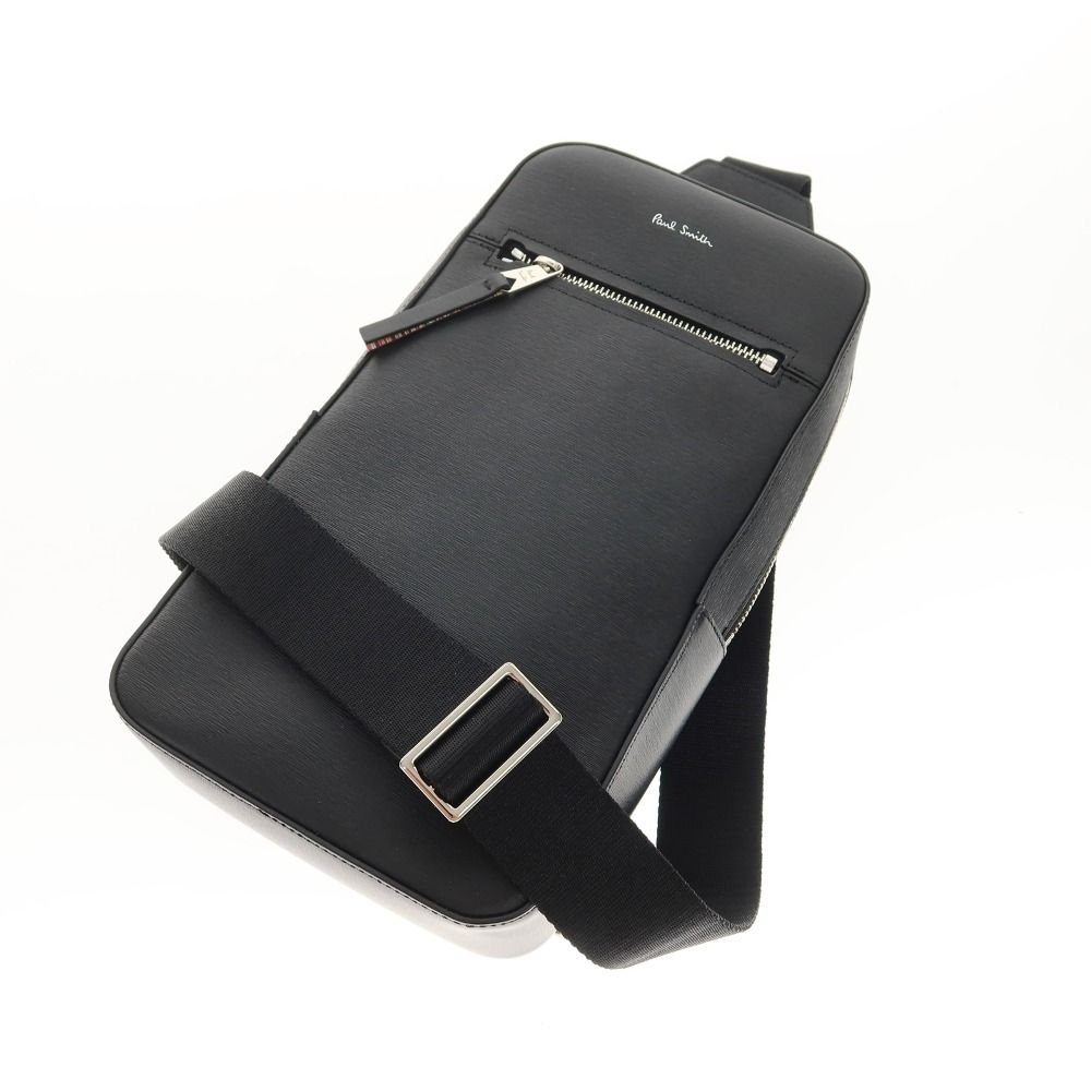【中古】ポールスミス Paul Smith 牛革 ボディバッグ ブラック【WxH30.5xD6】【メンズ】