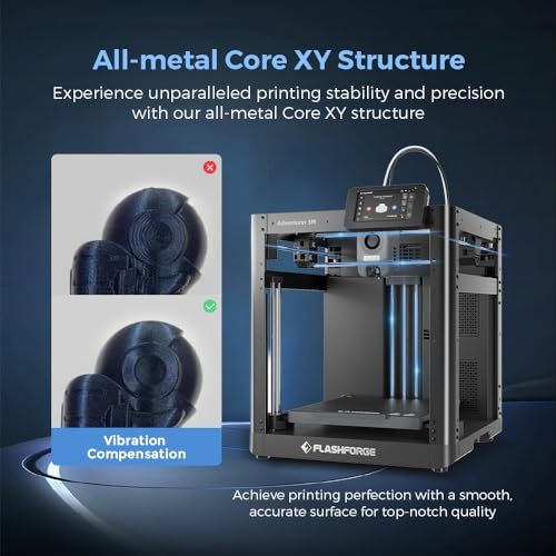 【新品】FLASHFORGE Adventurer 5M 3Dプリンター、完全自動レベリングFDM 3Dプリンター、最大600mm/sの高速印刷、迅速着脱280°Cノズル、振動補償、印刷サイズ220 * 220 * 220mm ebfbb843
