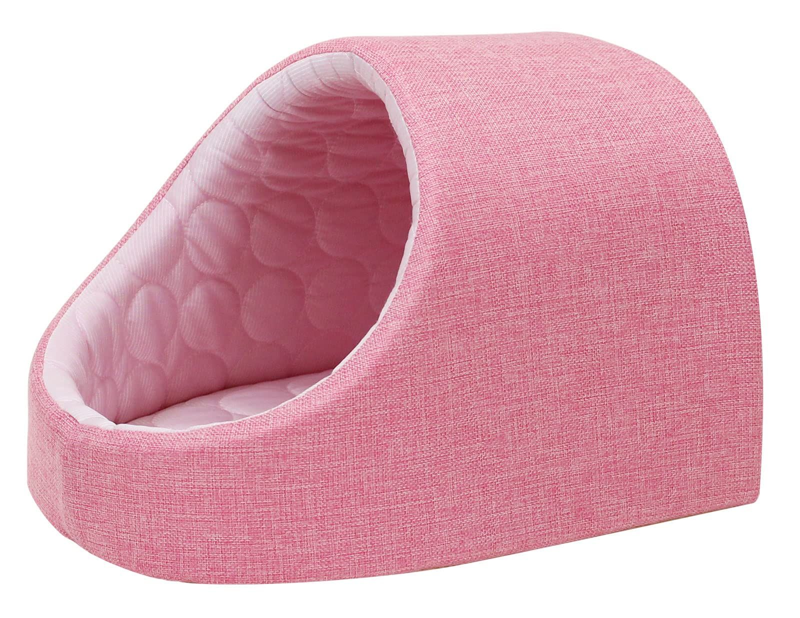 PetStyle ドーム型 ペットベッド 犬 猫 ベッド ひんやり 冷感 ドームベッド ペット 夏用 ハウス 犬用 ネコ おしゃれ かわいい Sサイズ 接触冷感 暑さ対策 (春夏/ピンク)as d1d69bdd