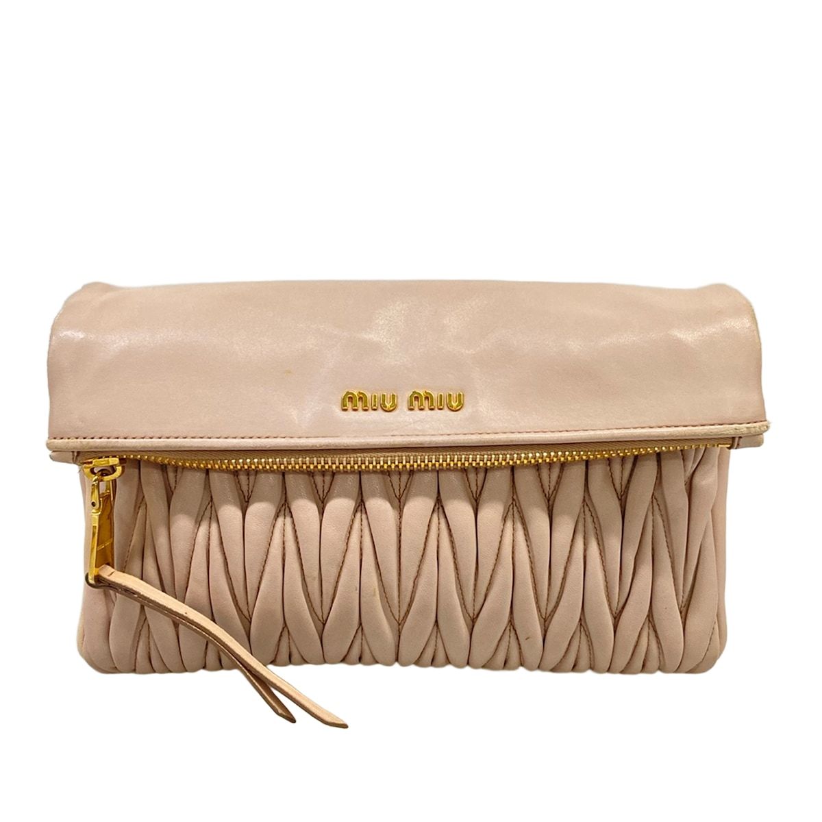 miumiu(ミュウミュウ) クラッチバッグ マテラッセ ピンクベージュ レザー