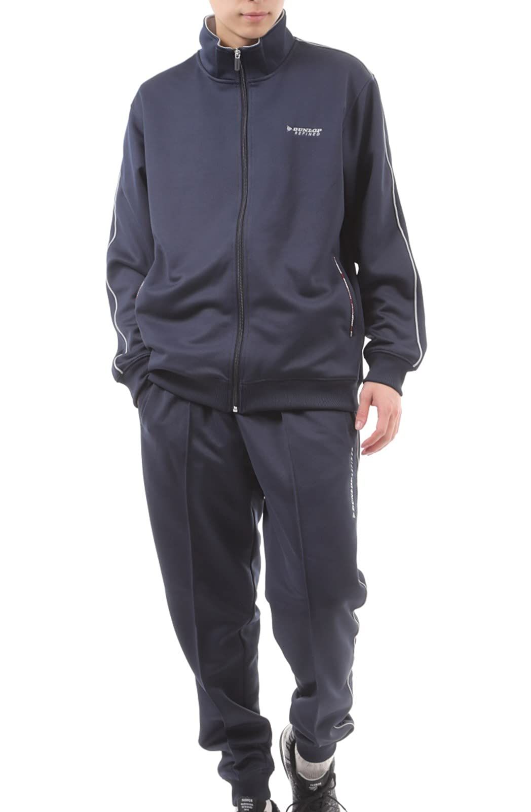 新品 [ダンロップ] ジャージ 上下 セットアップ メンズ ランニングウェア トレーニングウェア ルームウェア (LL navy)