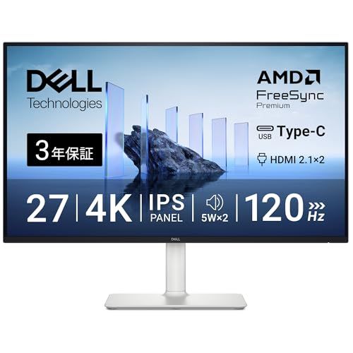 Dell S2725QC 27インチ 4K モニター(無輝点3年保証/4K/IPS非光沢/USB Type-Cx1,HDMIx2/sRGB 99%/4ms,120Hz/FreeSync Premium/HDR10/内蔵スピーカー/縦横回転,高 23ec3e4f