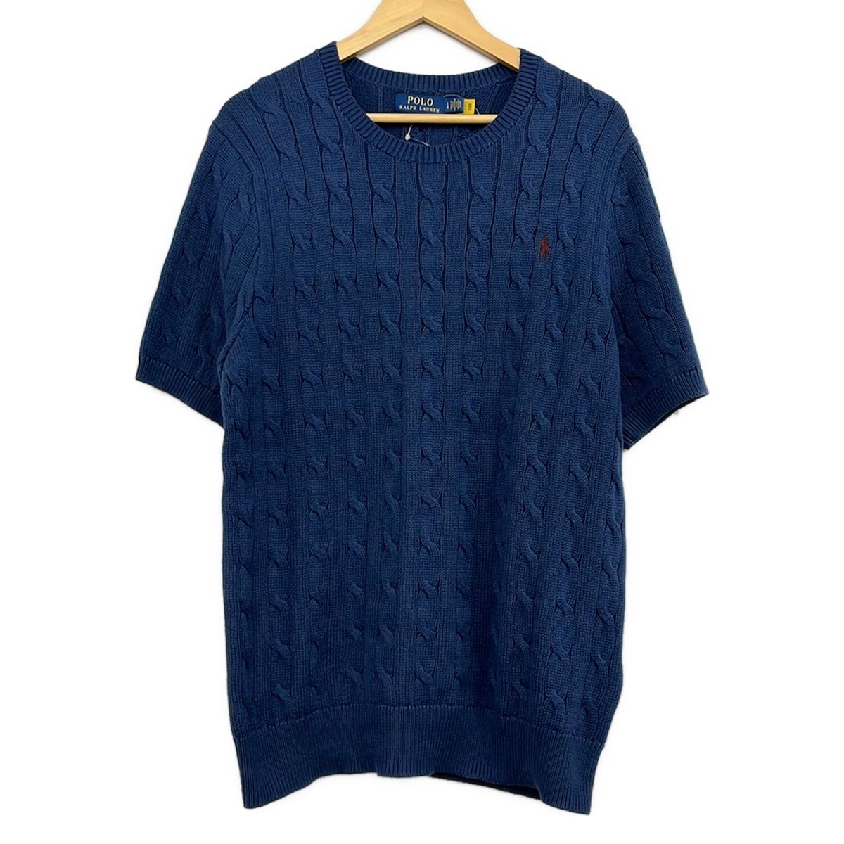 POLObyRalphLauren(ポロラルフローレン) 半袖セーター サイズLG L メンズ美品 - ネイビー クルーネック