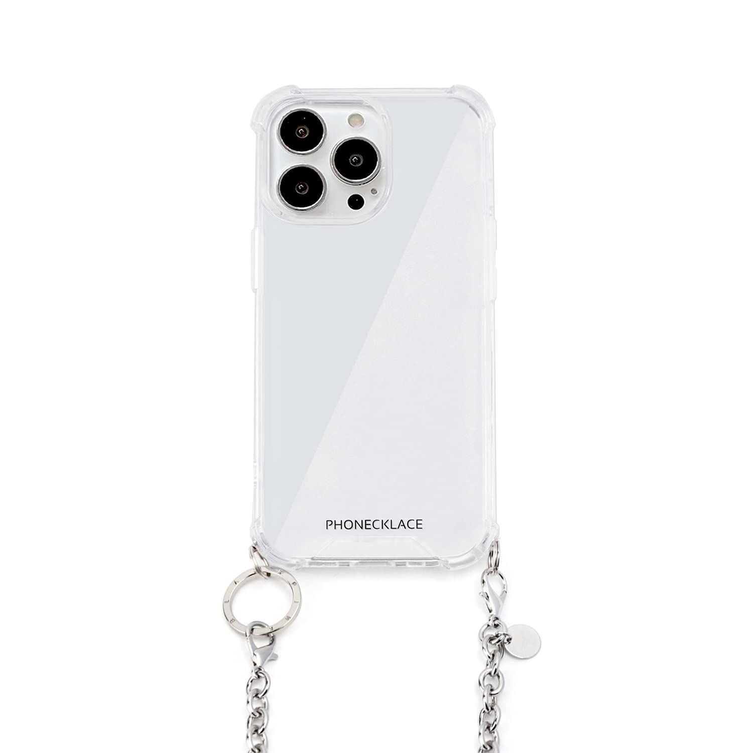 新品 フォンネックレス iPhone 14 Pro Max 用 チェーンショルダー ストラップ付き クリアケース [ クロスボディフォンケース 首かけ 斜めがけ 肩掛け ネックストラップ ネックホルダー ] アップル アイフォンケース バックカバー 背面ケース