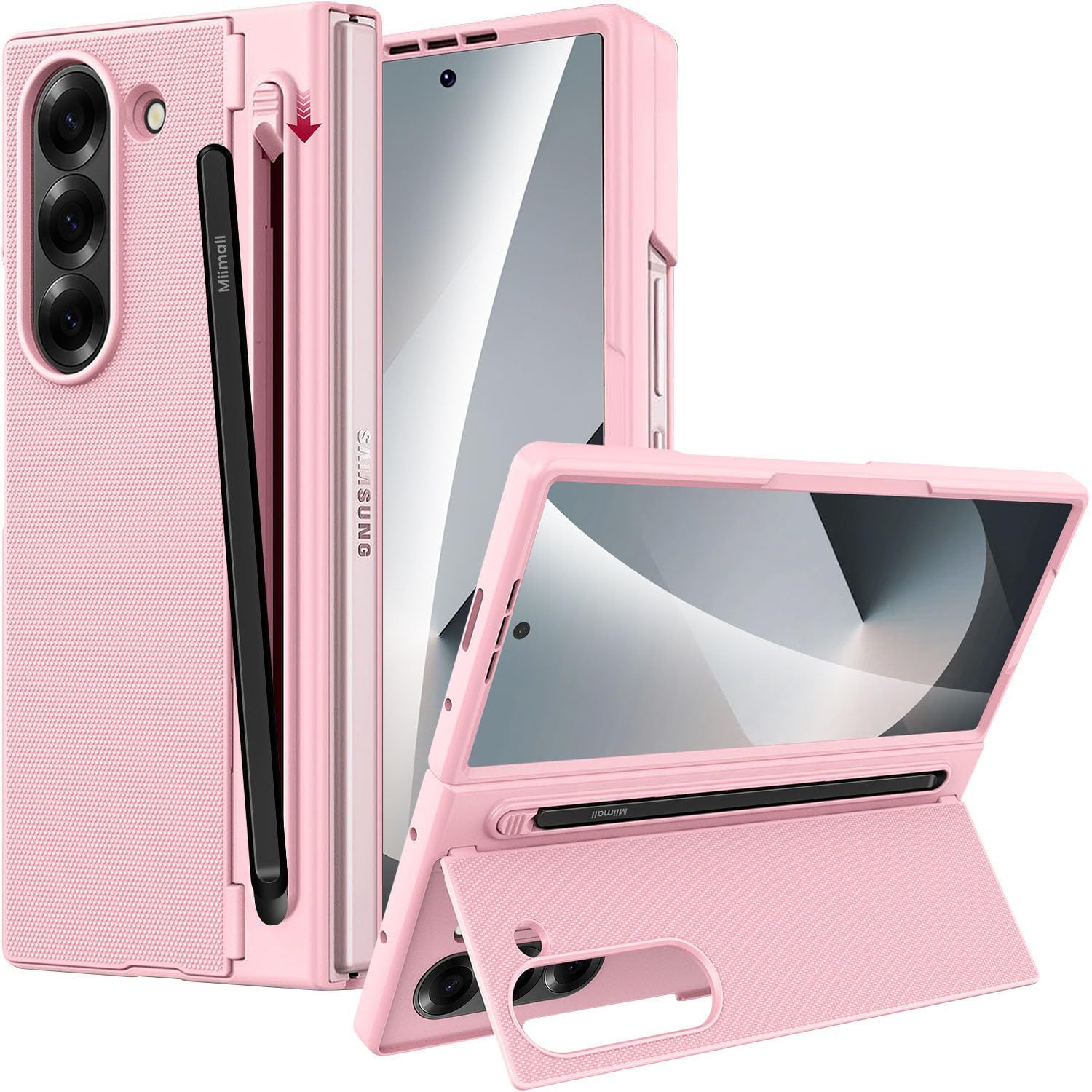 新品 Miimall 対応Galaxy Z Fold 6 カバー ペン付き Sペン収納 ヒンジ保護 女性 Z Fold 6 バンパー スタンド 耐衝撃 かわいい フィルム 全面保護 滑り止め 折り畳み スマホケース ギャラクシー Z フォールド6 携帯ケース