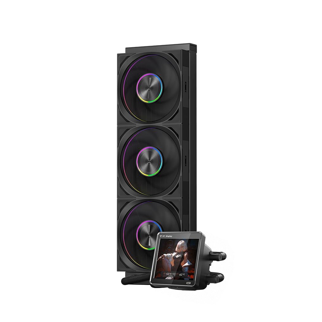 新品 PCCOOLER CPS DT360 ARGB ディスプレイ 液体クーラー 3.4インチ IPSディスプレイ 360mm ARGB 水冷、高性能 F7 X120 モジュラーファン AM4/AM5、LGA115X/1200/1700/1851に対応 ブラッ