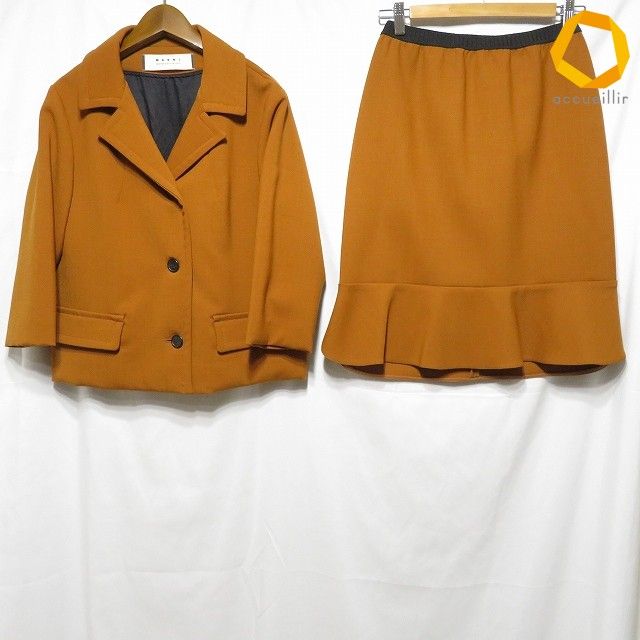 #anc マルニ MARNI スカートスーツ 茶 黒 フレアスカート バックジップ Winter Edition 2013 レディース [1000607]