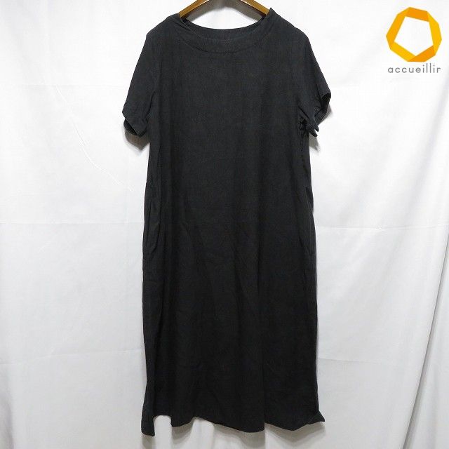 #snc ネストローブ nest Robe ワンピース 黒 半袖 麻 ロング レディース [988525]