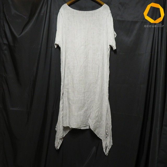 #snc ネストローブ nest Robe ワンピース グレー 半袖 ドルマン 麻 ロング アシンメトリー 薄手 レディース [988530]