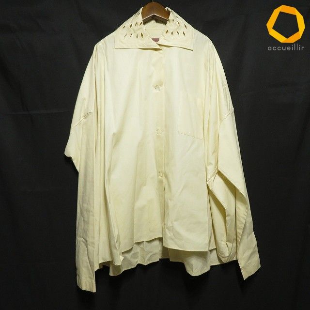 #anc ロメオジリ ROMEO GIGLI シャツ ブラウス 9 薄ベージュ ゆったりサイズ カットワーク レディース [100649]