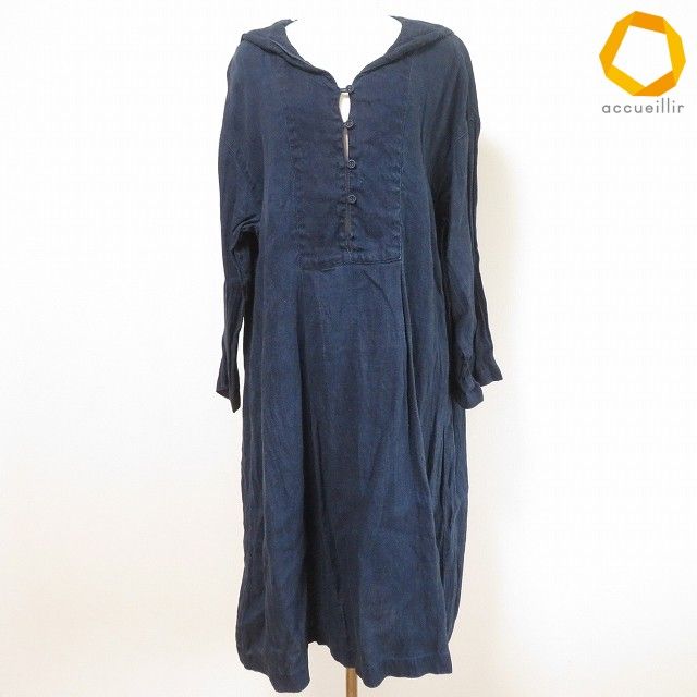 #anc ネストローブ nest Robe ワンピース 紺 麻 セーラーカラー レディース [988565]