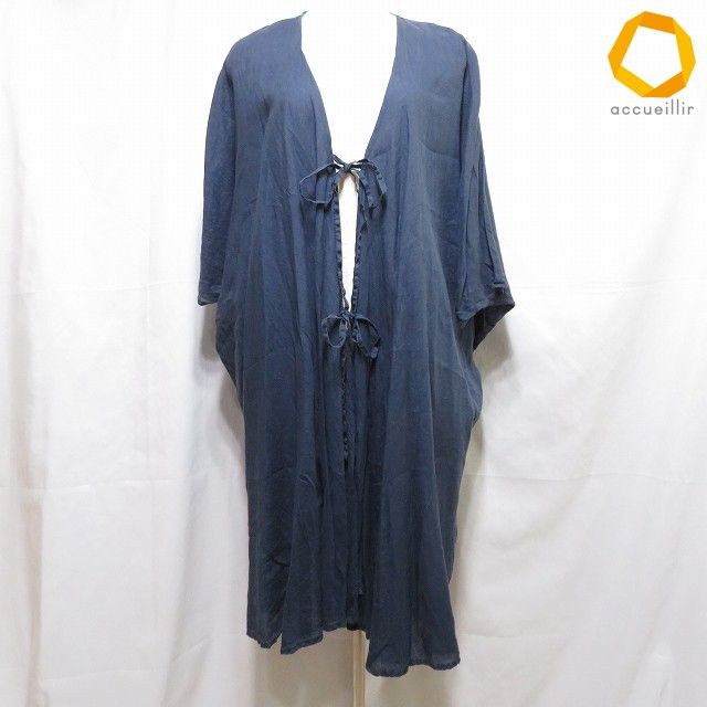 #anc ネストローブ nest Robe カーディガン 紺 ドルマン袖 麻 ゆったりサイズ ロング 薄手 レディース [988576]