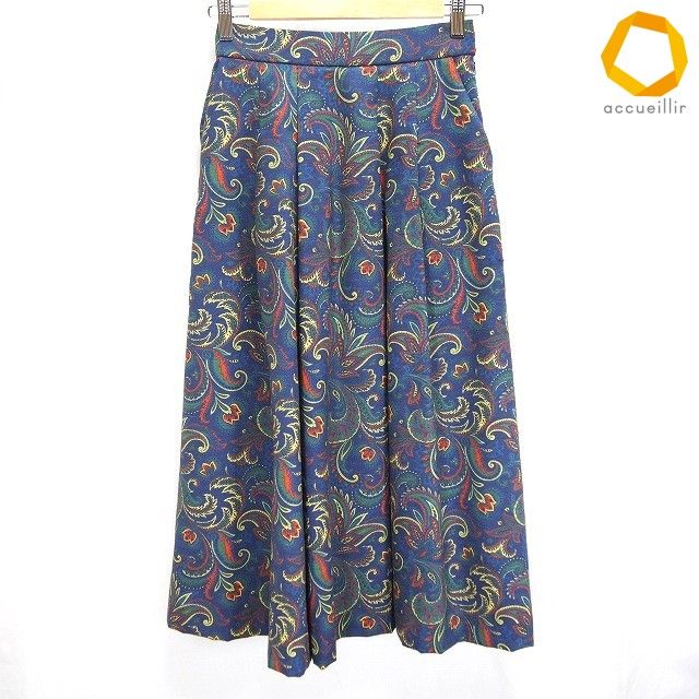 #a レリアン Leilian my perfect wardrobe スカート 9 青系 マルチ ロング フレア 総柄 ウール混 日本製 レディース [1002411] k01