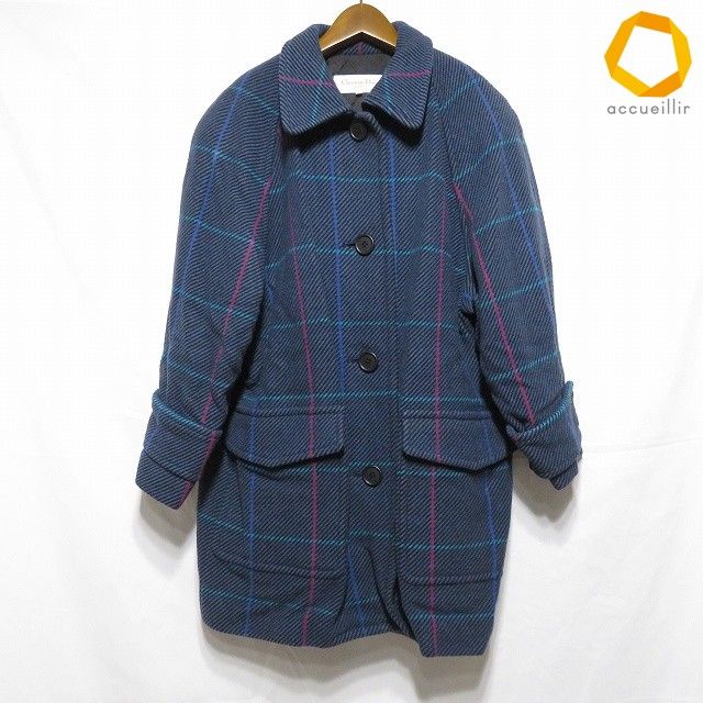 #wnc クリスチャンディオール ChristianDior スポーツ ChristianDior Sports コート M 紺 水色 赤 チェック 中綿 レディース [1003587]