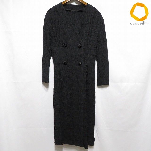 #anc クリスチャンディオール ChristianDior プレタポルテ コート 9 黒 キャミソール付き シルク混 ヴィンテージ レディース [1003589]