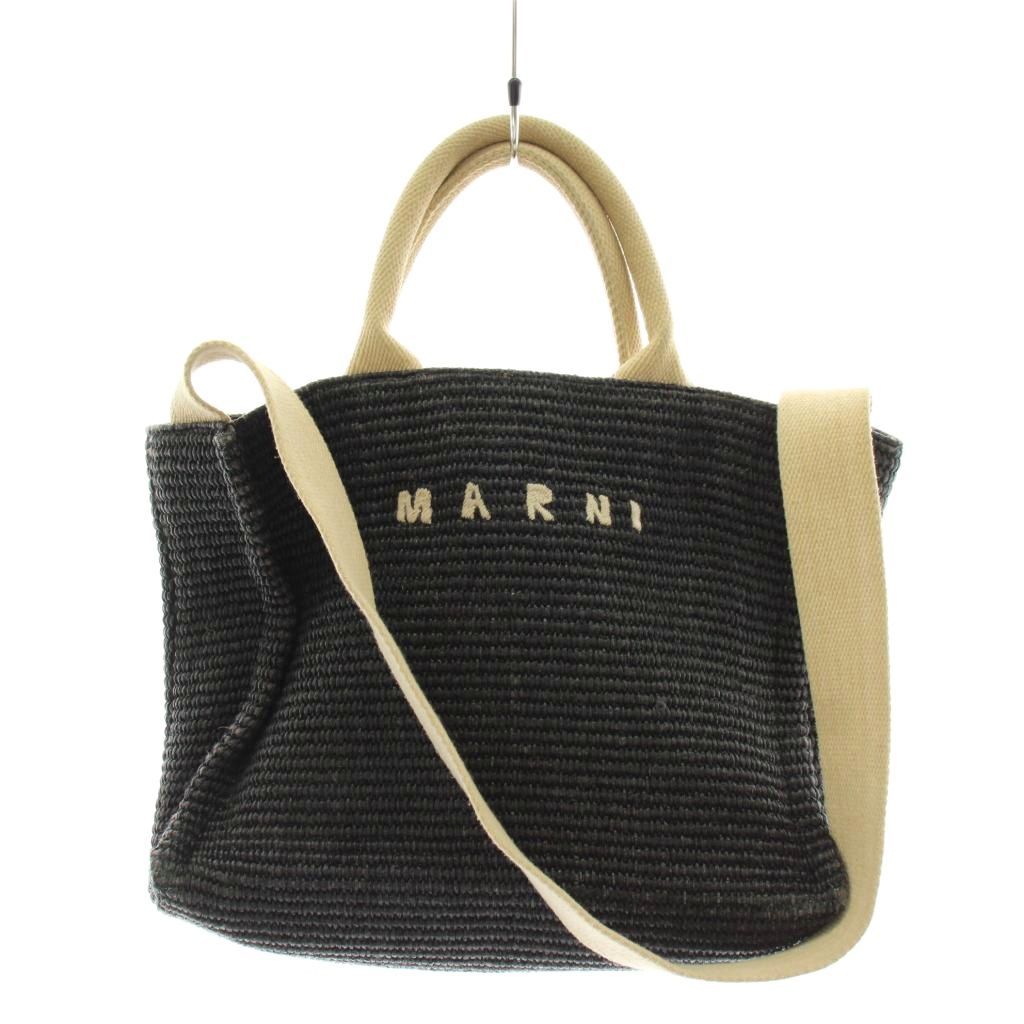 マルニ MARNI SMALL TOTE かごバッグ ハンドバッグ ショルダーバッグ ロゴ 黒 ブラック /AN7