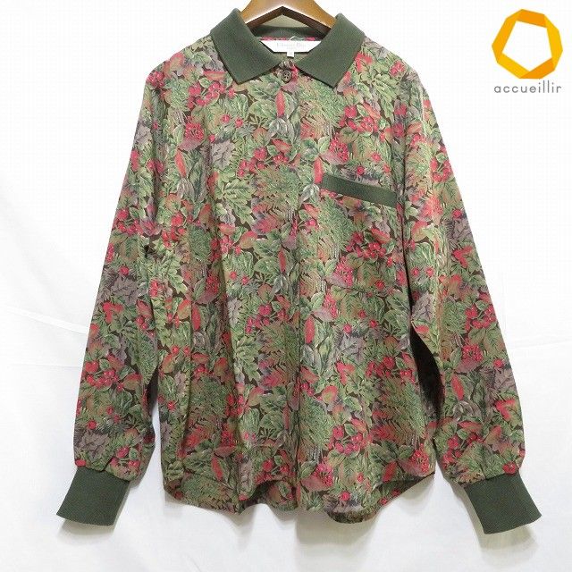 #anc クリスチャンディオール スポーツ ChristianDior Sports シャツ ブラウス M 緑 赤 茶 ヴィンテージ リブ レディース [1003606]