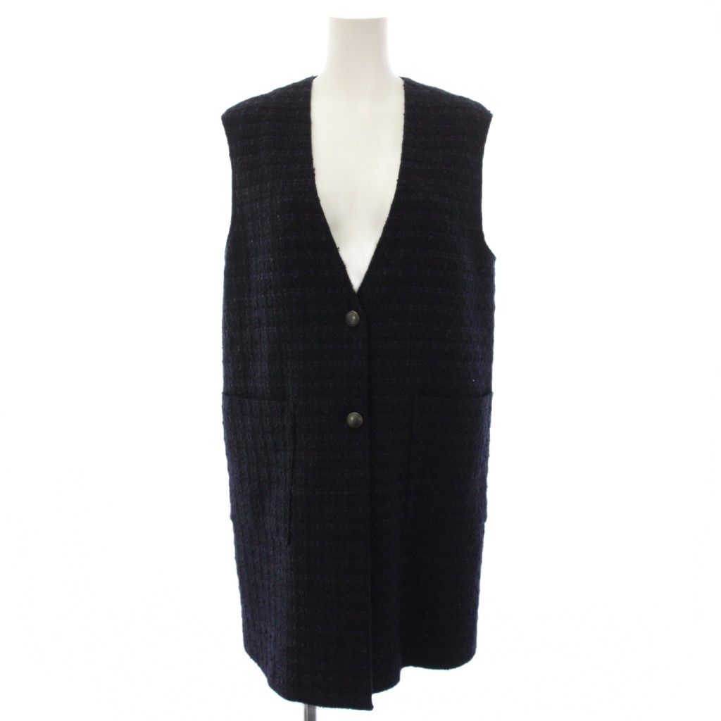 セオリーリュクス theory luxe 23SS キャリーオディーンエヌエフ CALLY ODINE NF ツイードジレ ベスト Vネック アウター ラメ 38 紺 ネイビー 03-3102133-895-038 /YT