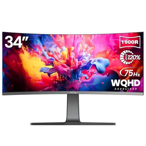 【34インチ 曲面ゲーミングモニター】Suevery ウルトラワイド UWQHD (3440×1440) 75Hz PCモニター 21:9 IPSパネル R1900 HDR10対応 Type-C/HDMI/DP 10bitカラー スピーカー内 ad2c4f0c