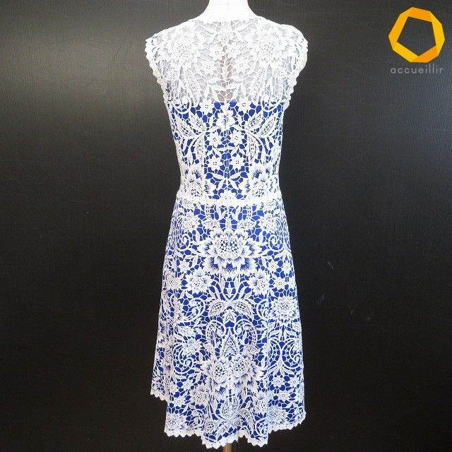 sxc タダシ ショージ TADASHI SHOJI ワンピース 2 白 青 ノースリーブ 