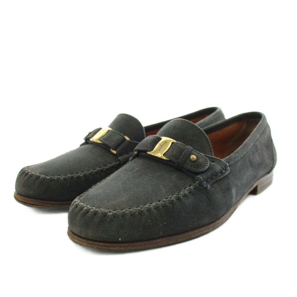 サルヴァトーレフェラガモ Salvatore Ferragamo ヴァラ ローファー モカシン スエード 8 黒 ブラック /AN71 ●D
