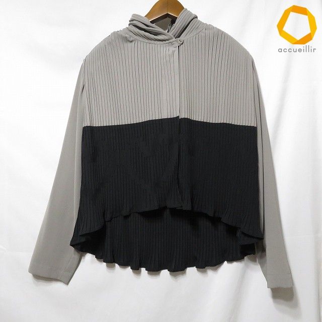 #anc トクコ TOKUKO1erVOL ジャケット 9 グレー 黒 薄手 プリーツ ハート ハイネック レディース [1003711]