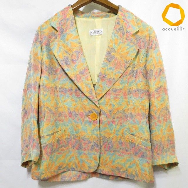 #snc ミッソーニ MISSONI ジャケット オレンジ 水色 青 マルチカラー 麻 薄手 イタリア製 レディース [943103]