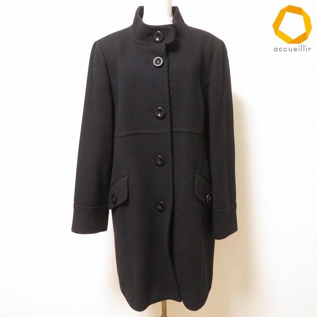 #wnc レリアン Leilian コート 13+ 黒 カシミア混 スタンドカラー 大きいサイズ レディース [1008114]