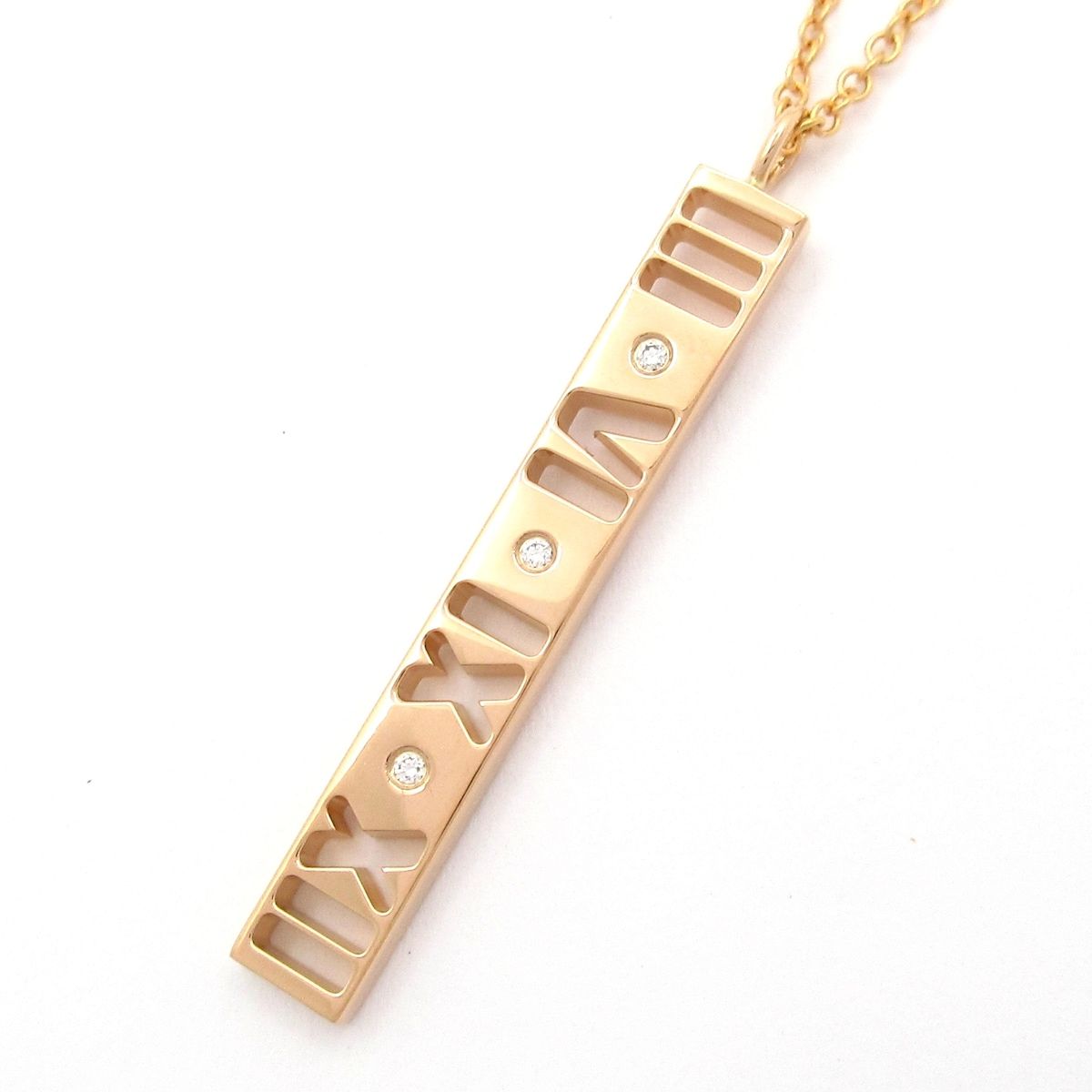 TIFFANY&Co.(ティファニー) ネックレス美品 アトラスバー K18PG×ダイヤモンド 3Pダイヤ