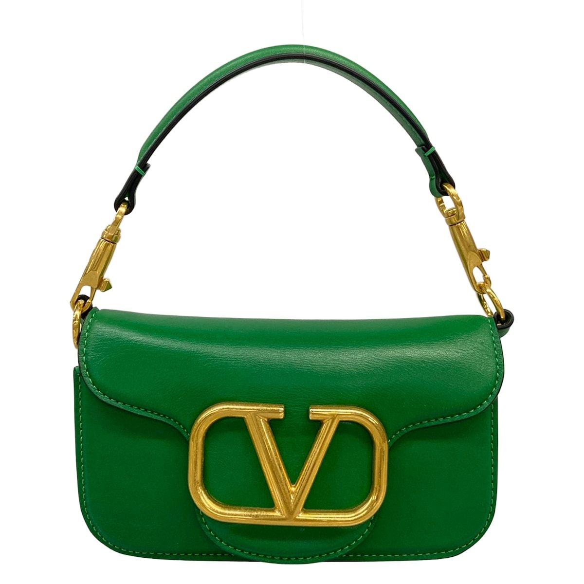 VALENTINOGARAVANI(バレンチノガラバーニ) ハンドバッグ ロコスモール グリーン×ゴールド レザー